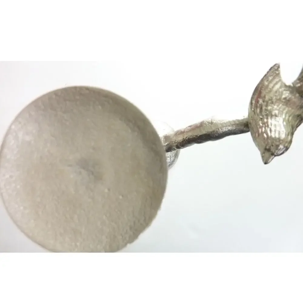 Vintage Silver Tone Metal Branch Votive Candle Stand Holder Standing Bird 17.5